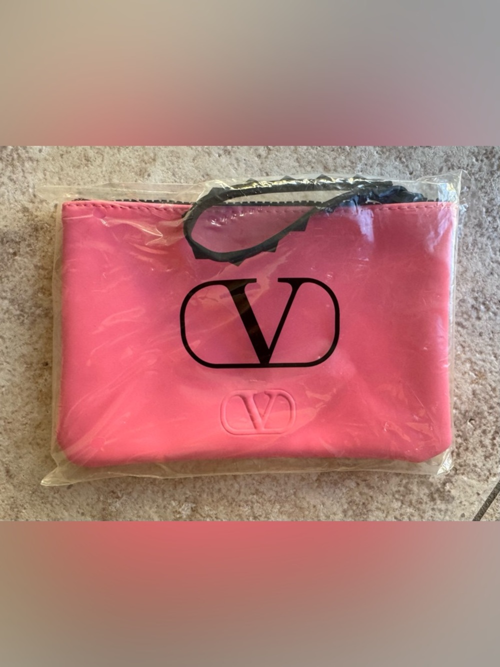 Valentino Pink VLogo Zip Pouch Clutch
